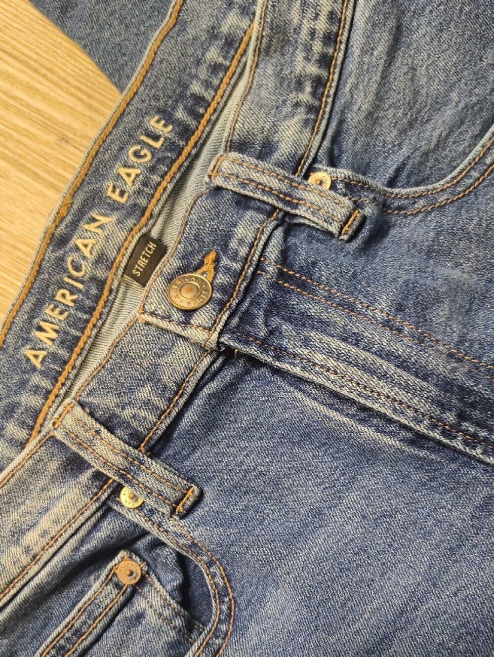 S1138 90s Straight Stretch w/30" Inseam👖American Eagle Women's Size 12 Jeans